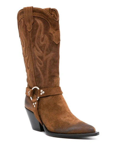 Shop Sonora Suede Texan Boots In Brown