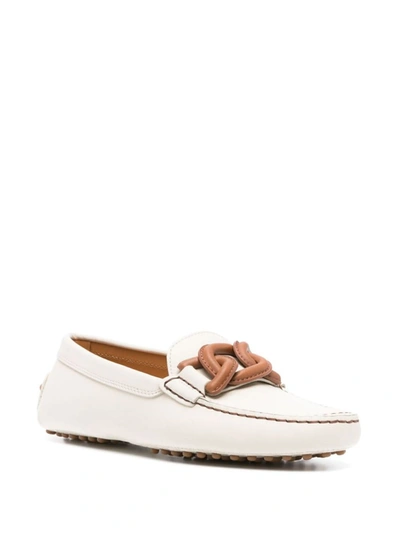 Shop Tod's Gommini Leather Driving Shoes In White
