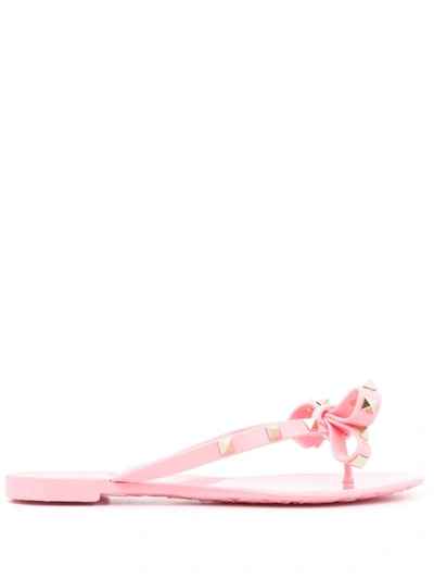 Shop Valentino Garavani Rockstud Rubber Thong Sandals In Pink