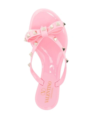 Shop Valentino Garavani Rockstud Rubber Thong Sandals In Pink