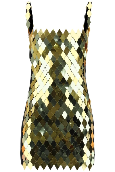 Shop Attico Rue Mini Dress In Diamond Sequins In Metallic, Gold