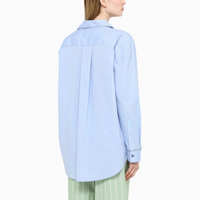 Shop Marni Light Blue Poplin Oversize Shirt