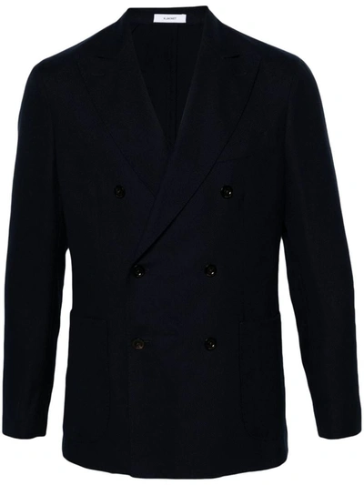 Shop Boglioli Cotton And Wool Blend Double-breasted Jacket In Blue