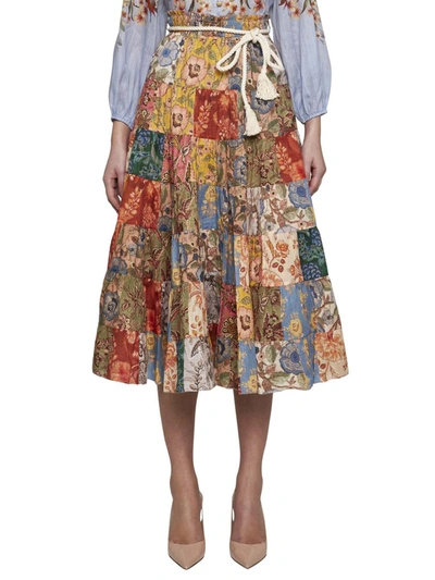 Shop Zimmermann Skirts In Patch Floral