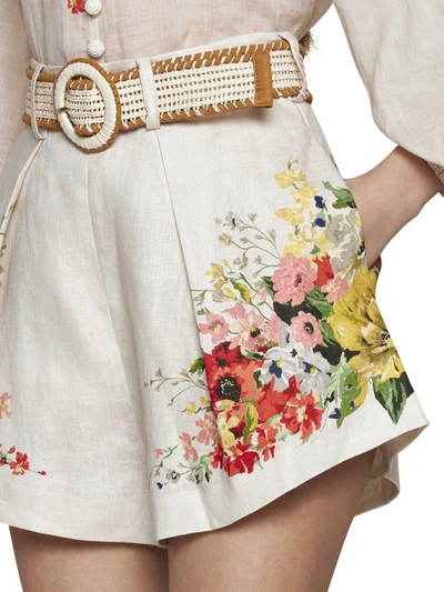 Shop Zimmermann Shorts In Ivory Floral