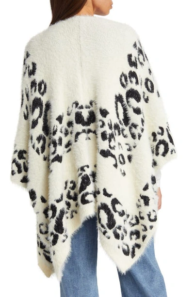 Shop Roffe Accessories Leopard Jacquard Ruana In Cream