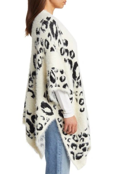 Roffe Accessories Leopard Pattern Ruana In Cream