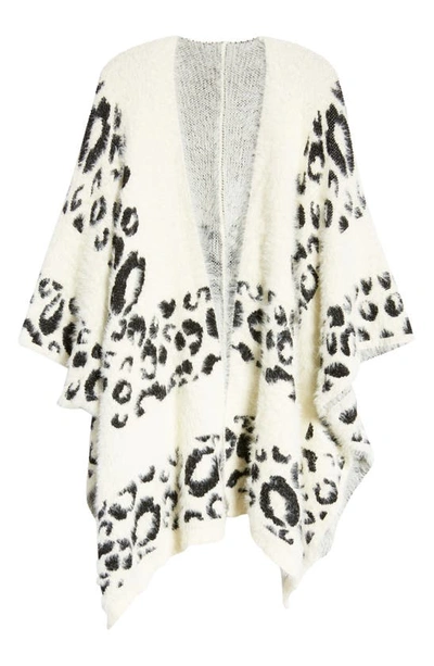 Shop Roffe Accessories Leopard Jacquard Ruana In Cream