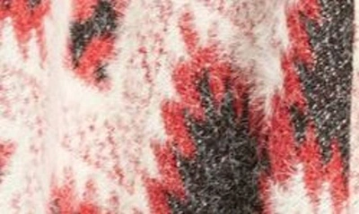 Roffe Accessories Geometric Jacquard Fringe Wrap In Red Motiff