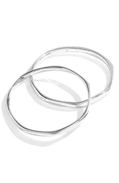 Shop Madewell Delicate Collection Demi-fine Skinny Ring Set In Silver
