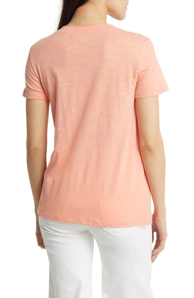 Shop Caslon V-neck Short Sleeve Pocket T-shirt In Coral Pink