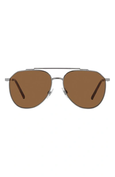 Shop Dolce & Gabbana 58mm Pilot Sunglasses In Gunmetal
