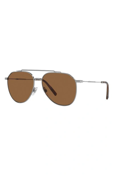 Shop Dolce & Gabbana 58mm Pilot Sunglasses In Gunmetal