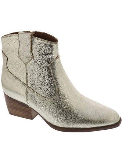 Shop Seychelles Upside Womens Leather Stacked Heel Ankle Boots In Gold