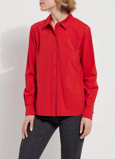 Shop Lyssé Roll Tab Button Down Shirt In Persian In Red