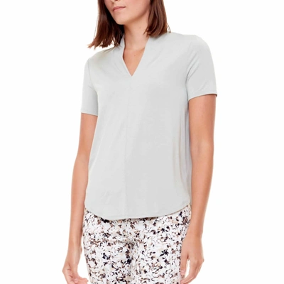 Up Bamboo Short Sleeve Vneck Top In Sage Green In Green