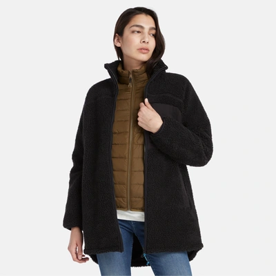 Shop Timberland Women's Long Fleece Jacket In Black