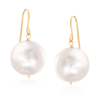 Ross-simons 11mm Cultured Pearl Drop Earrings In 14kt Yellow Gold In White