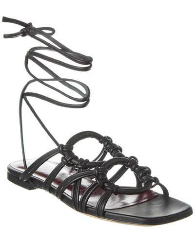 Staud Woman Thong Sandal Tan Size 9 Leather In Black