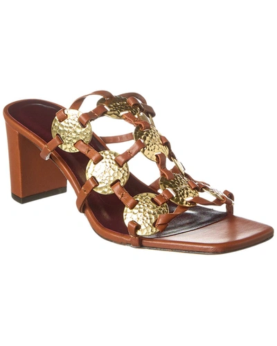 Shop Staud Pucky Leather Sandal In Brown