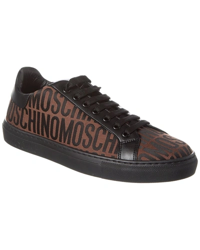 Shop Moschino Jacquard Sneaker In Brown