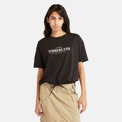 Shop Timberland Women's Front-logo Drawstring T-shirt In Black