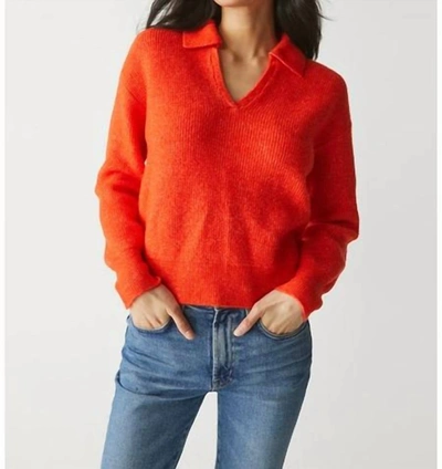 Shop Michael Stars Stevie Collared Pullover Sweatshirt In Tangerine In Orange