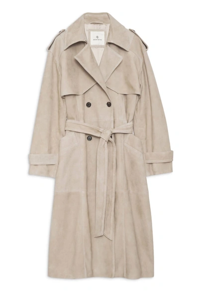 Anine Bing Double-breasted Suede Trench Coat In Multi