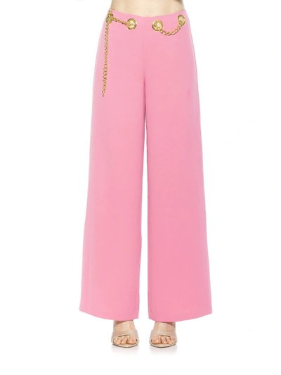 Alexia Admor Cassie Grommet High Waist Wide Leg Pants In Pink