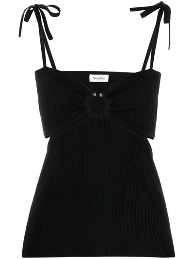 Nanushka Top Savera In Misto Viscosa Stretch Nera  Donna In Black