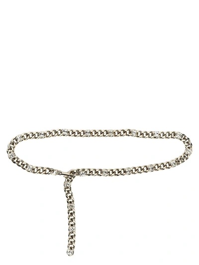 Shop Alessandra Rich Chain Belt With Rhinestones In Silver