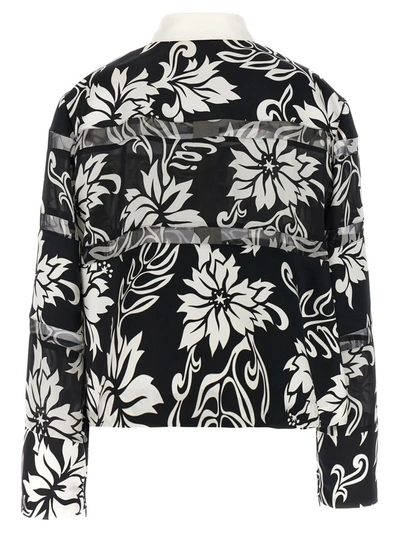 Shop Sacai 'floral Print' Shirt In White/black