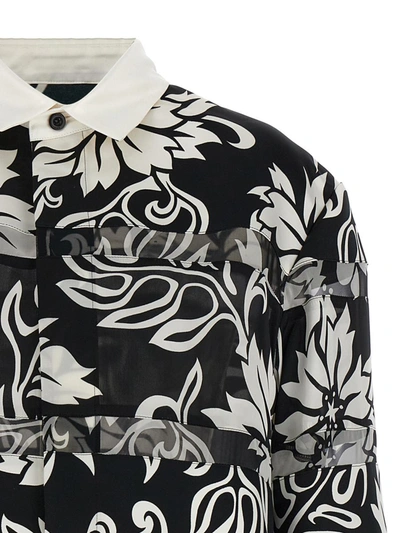 Shop Sacai 'floral Print' Shirt In White/black