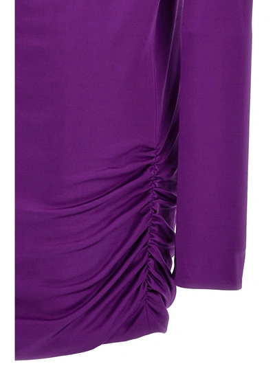 Shop Versace Cut Out Jersey Dress In Purple