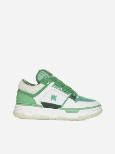 Shop Amiri Ma-1 Leather And Mesh Sneakers In Green