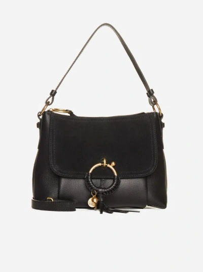 Shop See By Chloé Joan Small Leather And Suede Bag In Black