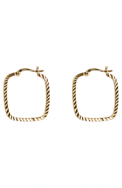 Shop Argento Vivo Sterling Silver Diamond Cut Square Hoop Earrings In Gold