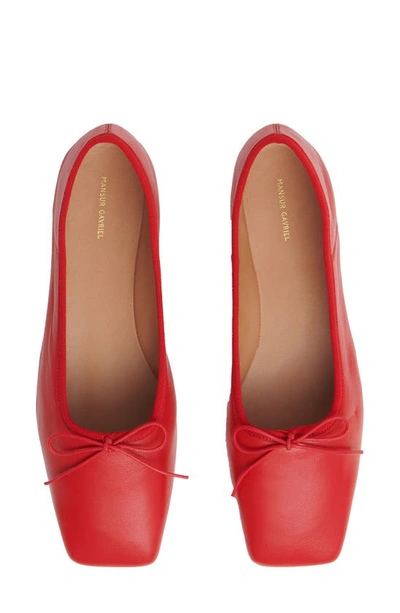 Mansur Gavriel Square Toe Ballerina Flat In Poppy