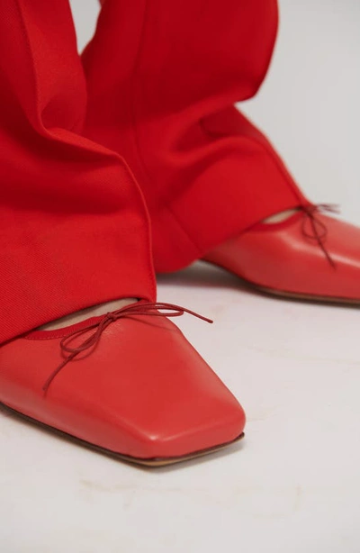 Mansur Gavriel Square Toe Ballerina Flat In Poppy
