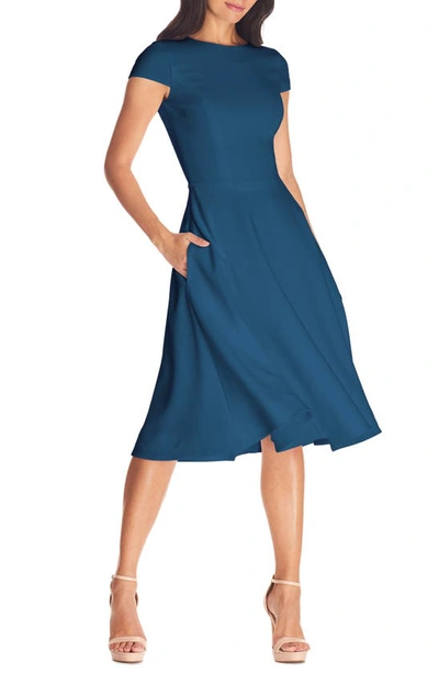Shop Dress The Population Livia Fit & Flare Dress In Peacock Blue