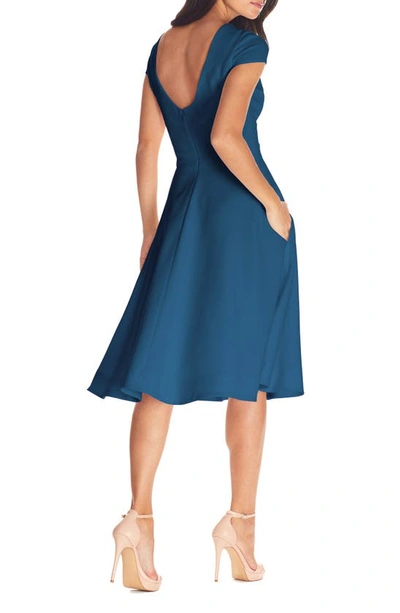 Shop Dress The Population Livia Fit & Flare Dress In Peacock Blue