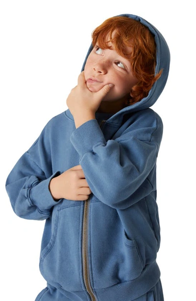 Shop The Sunday Collective Kids' Natural Dye Everyday Zip-up Hoodie In Indigo