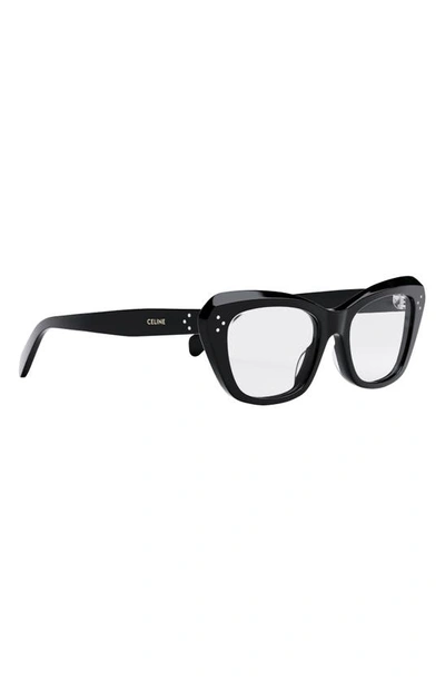 Shop Celine 52mm Cat Eye Reading Glasses In Shiny Black