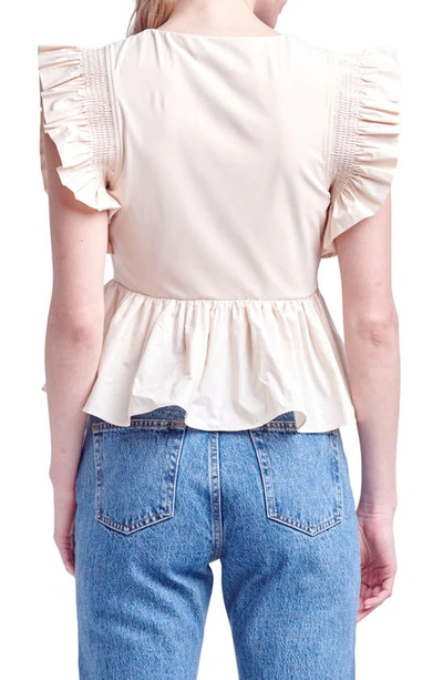 Shop English Factory Ruffle Peplum Top In Cream