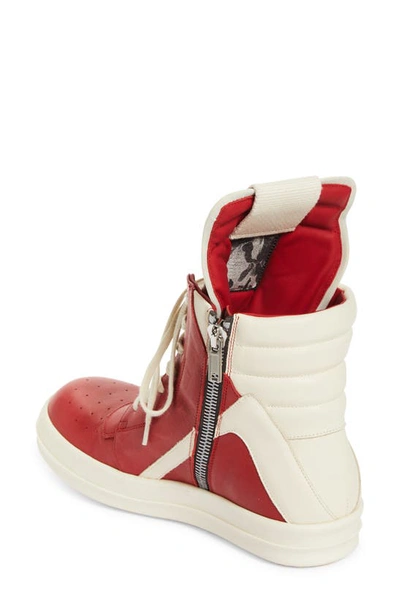 Shop Rick Owens Geobasket High Top Sneaker In Cardinal Red/ Milk/ Milk