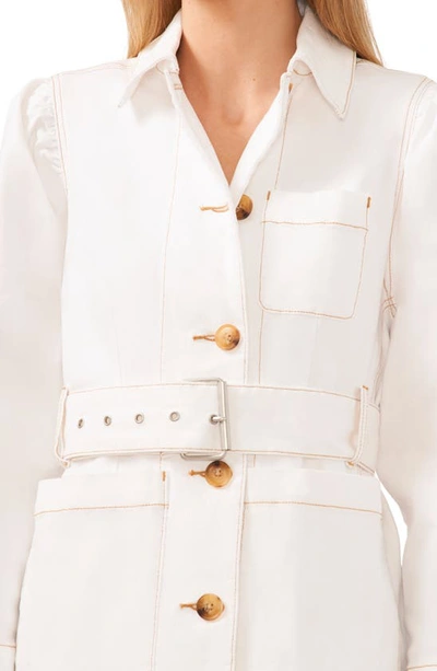 Shop Cece Belted Denim Jacket In Ultra White