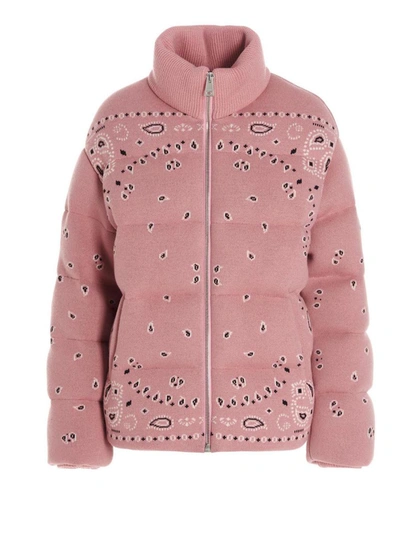 Shop Alanui 'bandana' Puffer Jacket In Pink