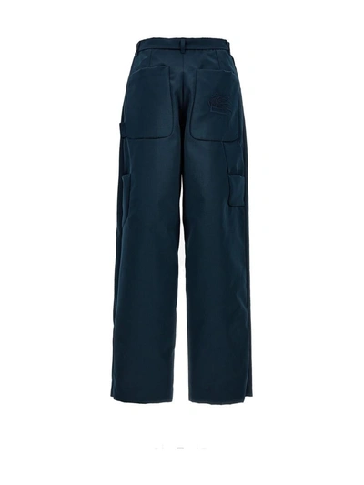 Shop Etro 'pegaso' Cargo Pants In Blue