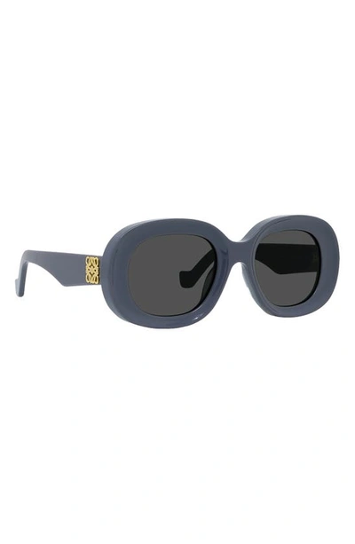 Shop Loewe Chunky Anagram 49mm Oval Sunglasses In Shiny Violet / Smoke