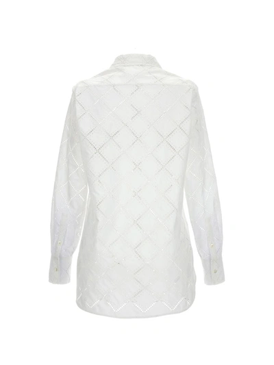 Shop Kiton Camicia Cotone Traforato In White